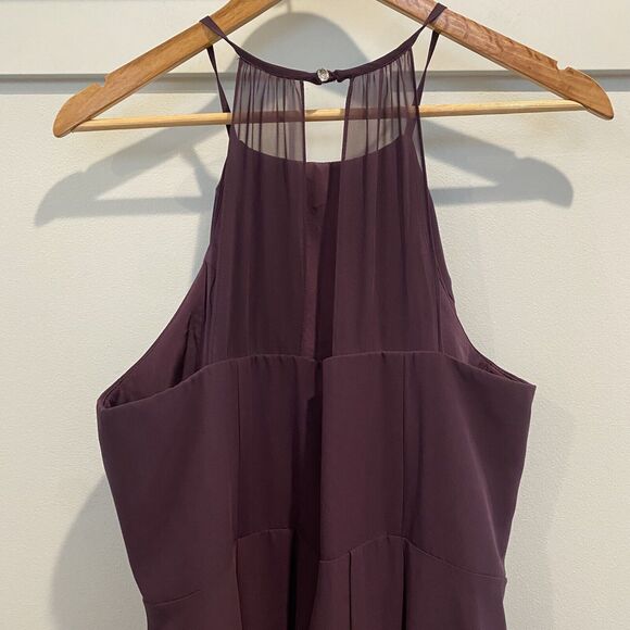 Azazie C Sarah Sangria Purple A-Line Halter Neck Chiffon Dress Bridesmaid Gown - Picture 7 of 16